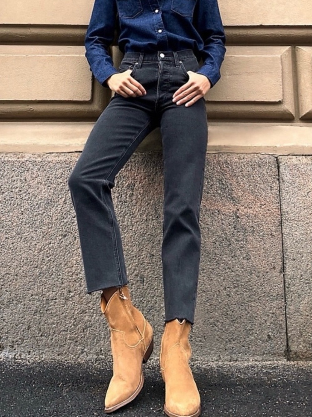 Denim Forum The Arlo High Rise Black Wash Straight-Leg Women’s Jeans Size 27